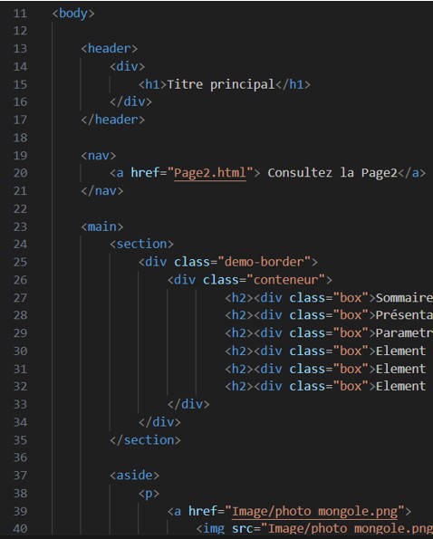 Capture d'écran du projet HTML-CSS