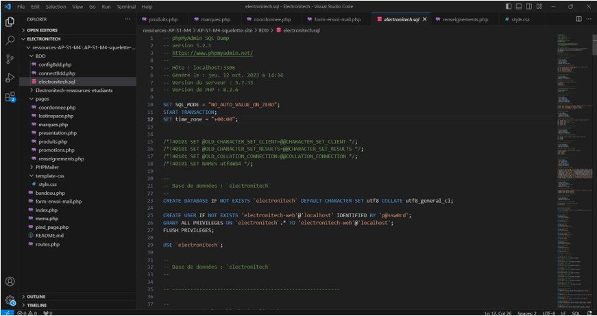 Image du projet PHP/SQL